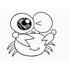 简画线条卡通动物眨眼螃蟹