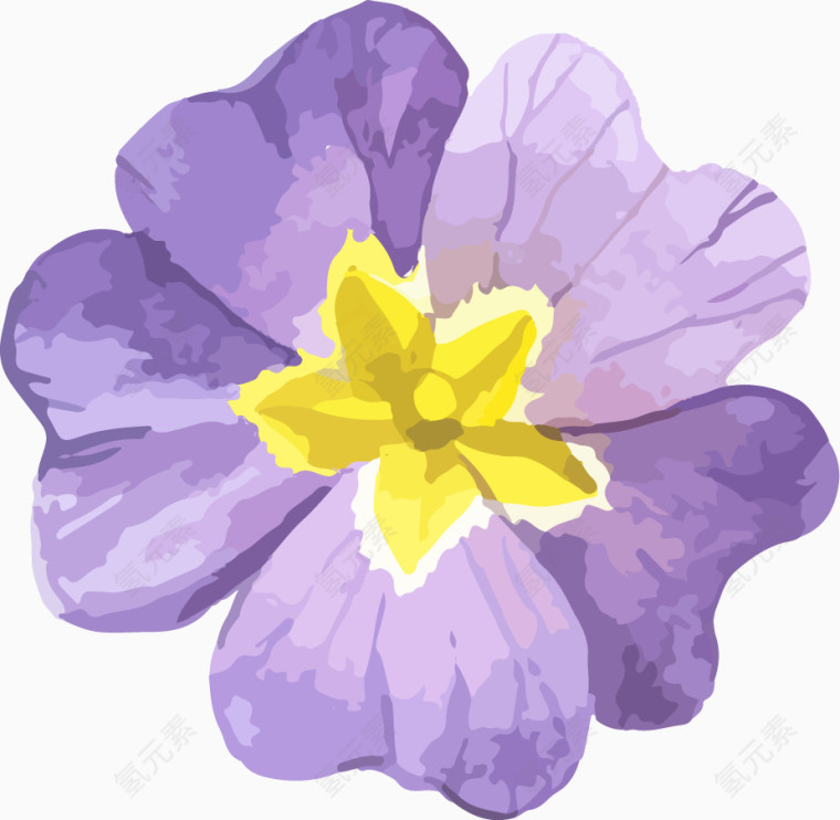 卡通手绘水彩紫色花朵