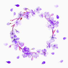 创意手绘紫色花环