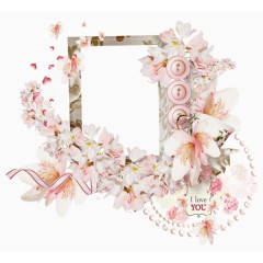粉色花卉相框