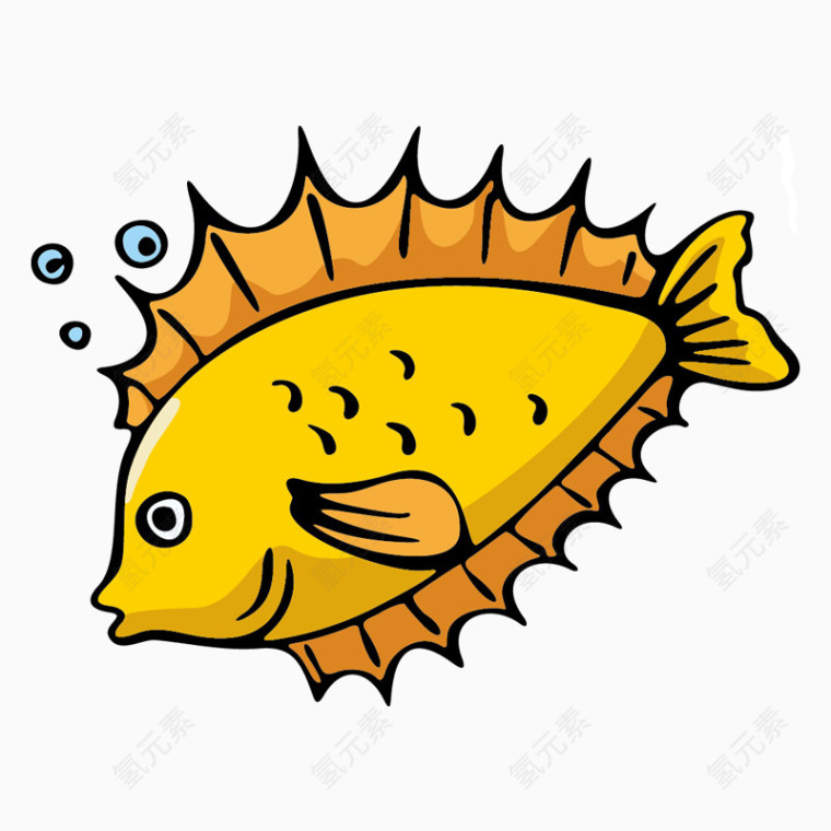 卡通手绘可爱的黄色小鱼