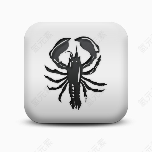 不光滑的白色的广场图标动物动物龙虾Animals-Icons