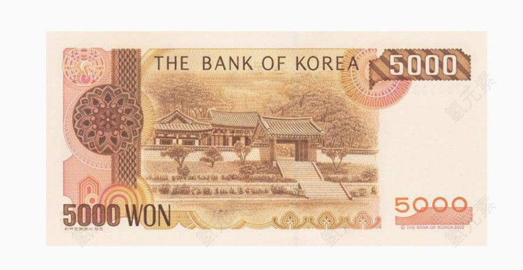韩国5000元纸币正面