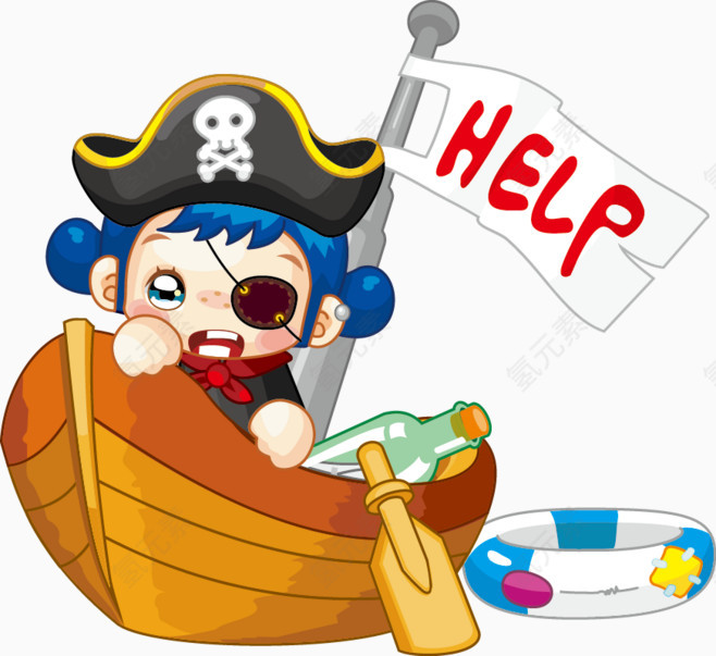 卡通可爱海盗船