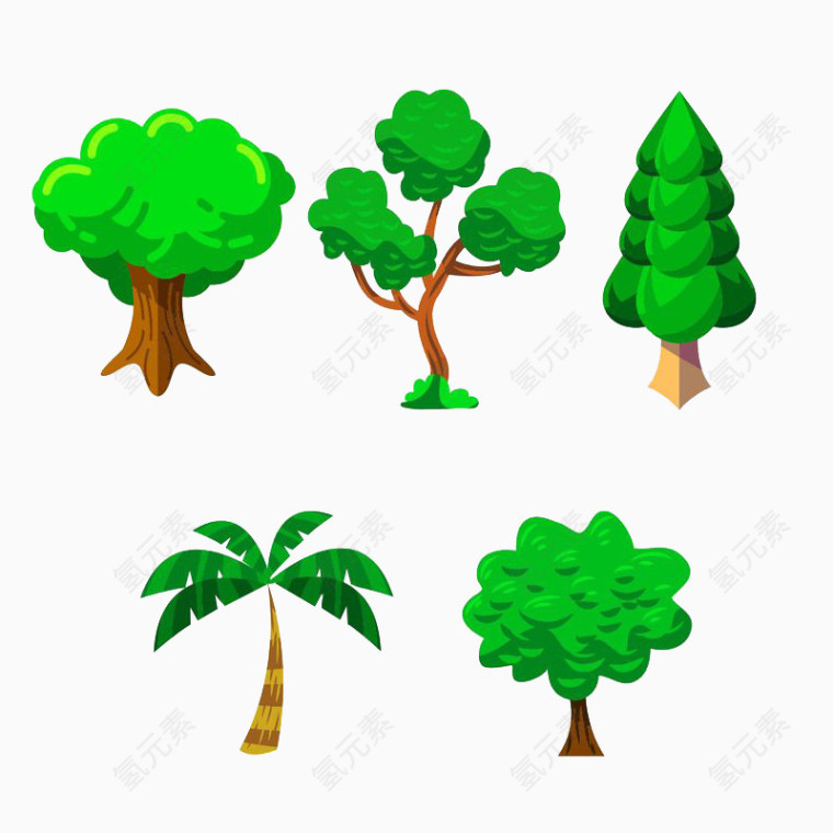 绿色的树卡通绿树树木