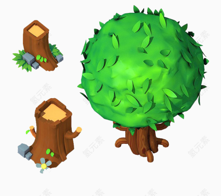 绿色卡通树木图案