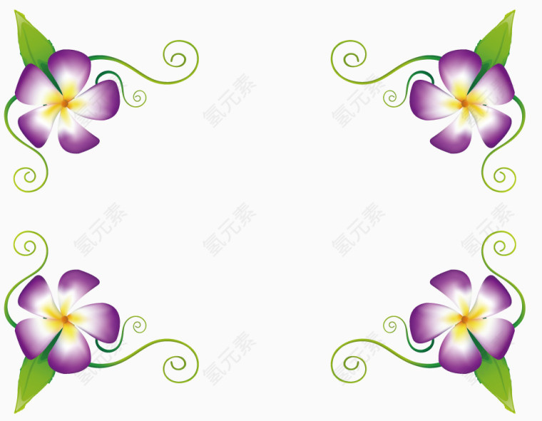 简约鲜花紫色花纹边框