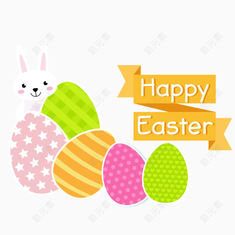 创意彩蛋和白兔复活节素材