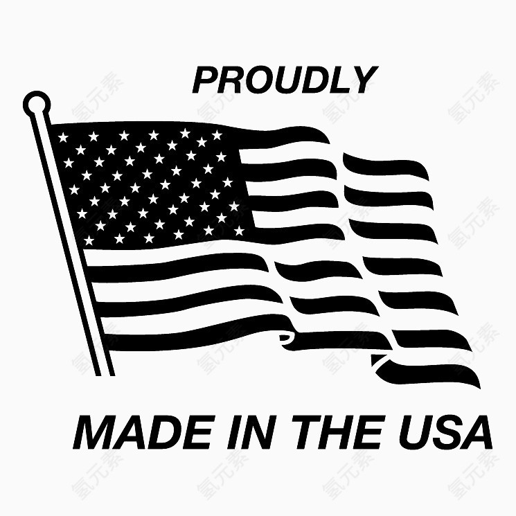 简易黑色的美国旗帜