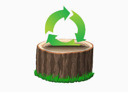 卡通手绘树桩环保图标设计