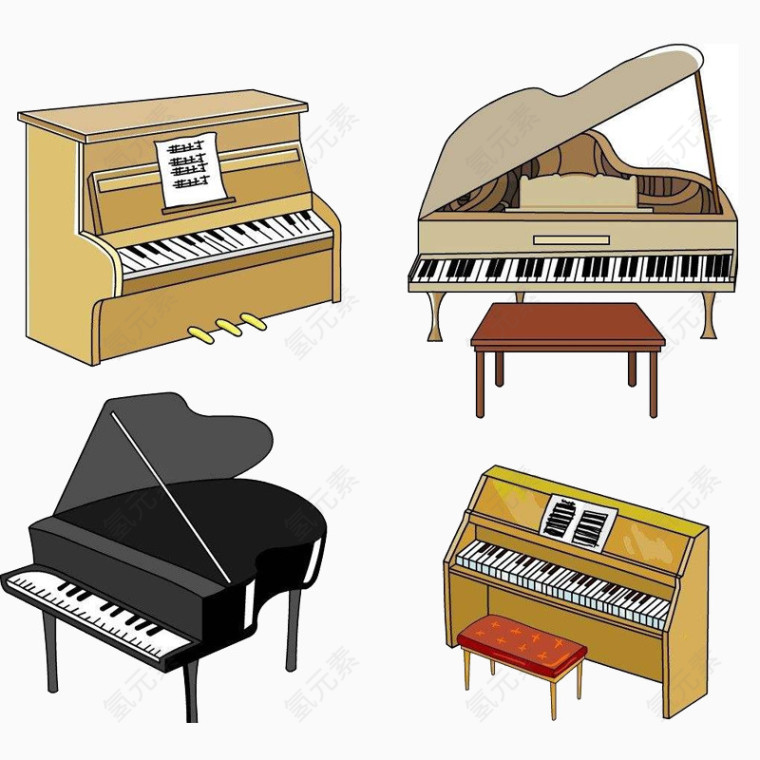 卡通乐器钢琴