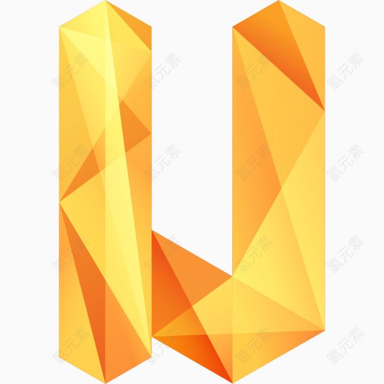 创意黄色钻石折纸几何拼接字母N