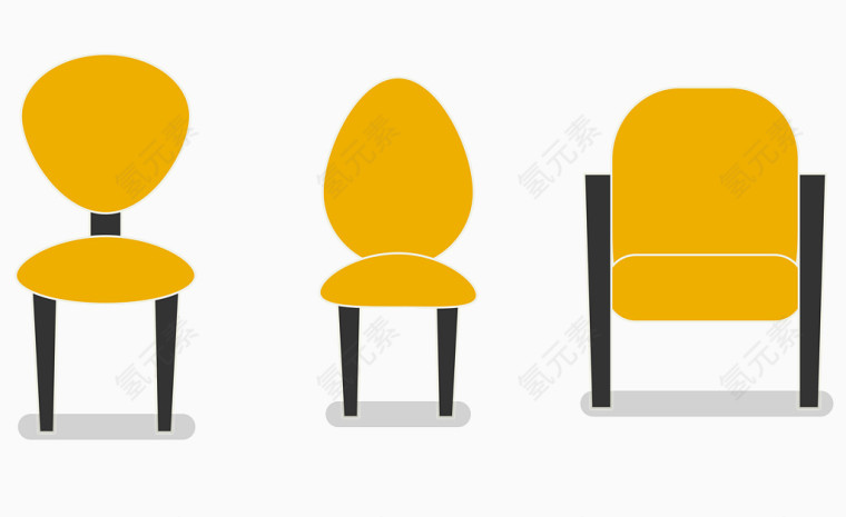 矢量扁平化黄色椅子