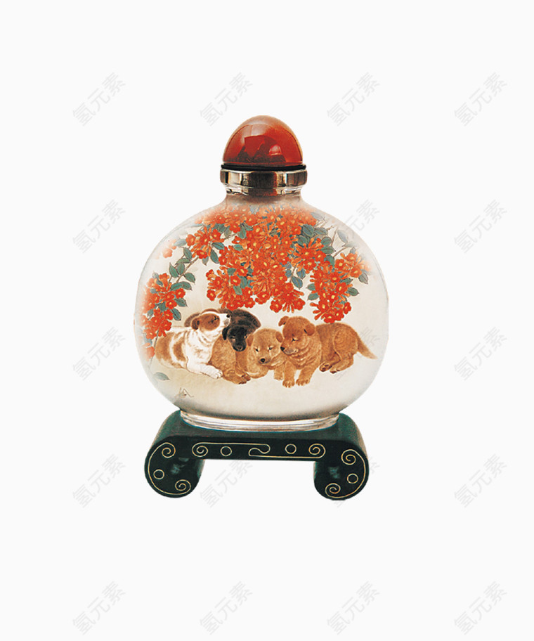 水墨画古董花瓶
