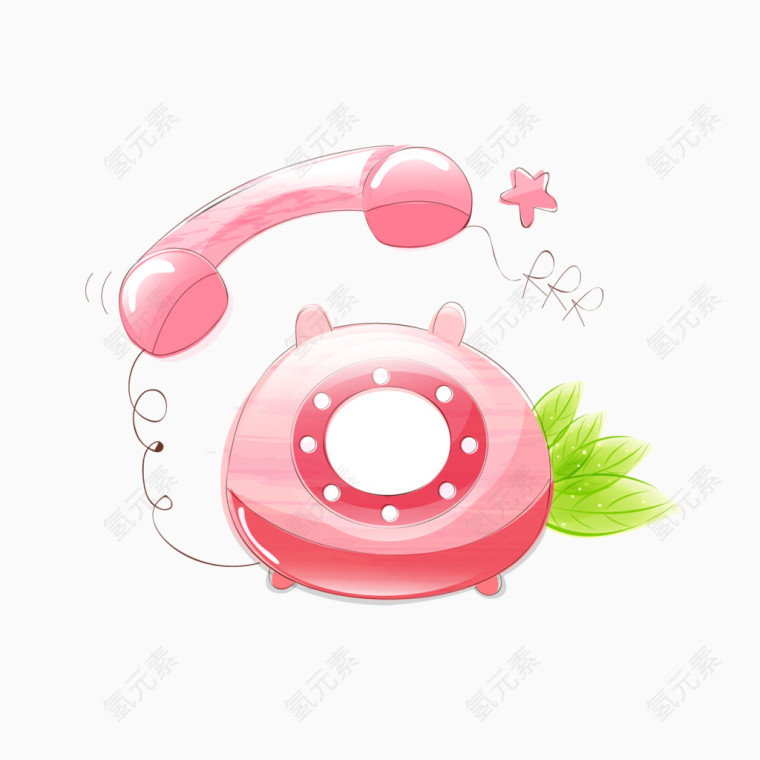 卡通手绘粉色电话