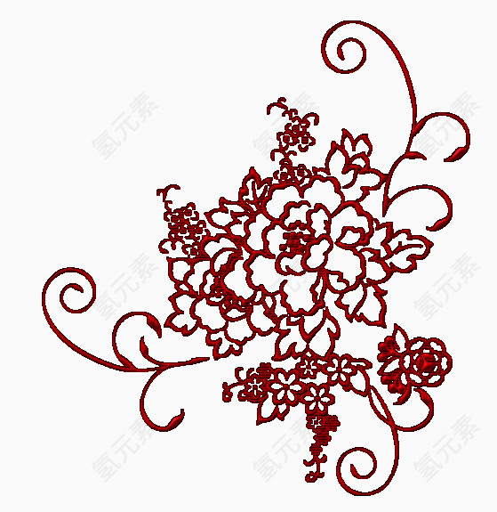 暗红色花纹复古花纹边框装饰环纹