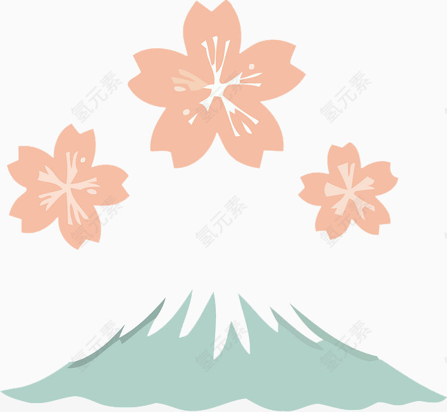 卡通火山樱花