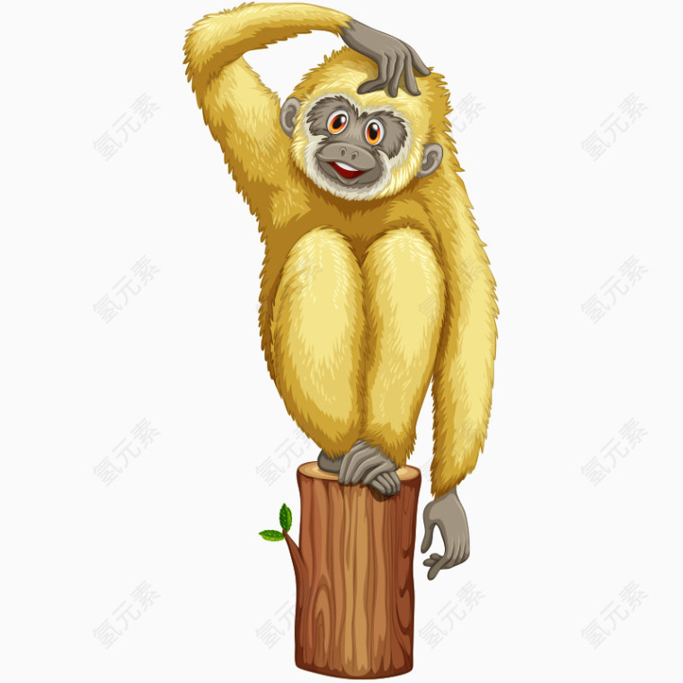 卡通小猴子木桩
