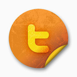 推特社会网络社会锡橙色贴纸社交媒体