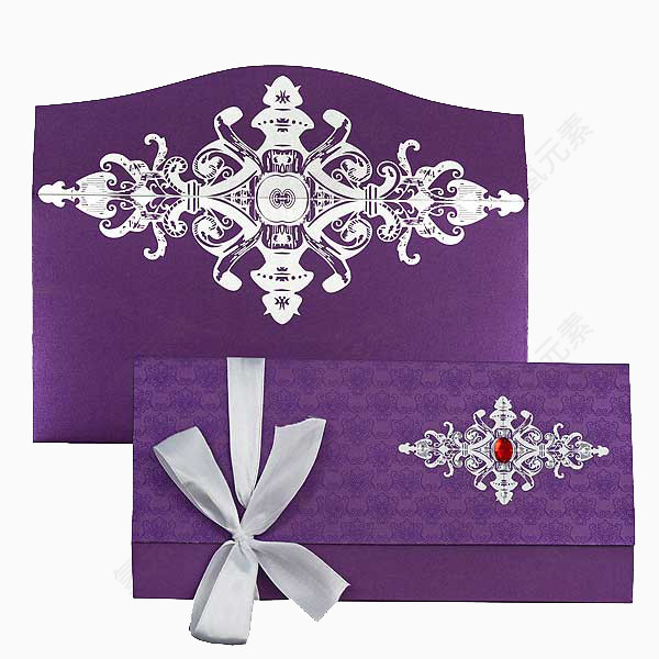 紫色丝带钻石邀请函