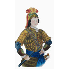 维吾尔族妃子工笔重彩人物画