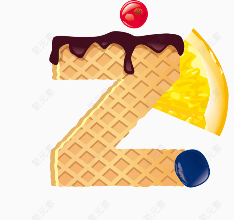 水果威化饼干英文字体字母Z