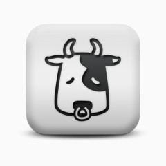 不光滑的白色的广场图标动物动物牛Animals-Icons