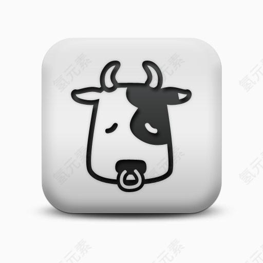 不光滑的白色的广场图标动物动物牛Animals-Icons