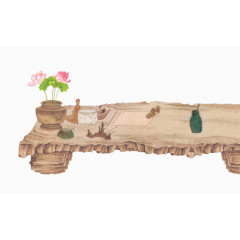 手绘古代木桌