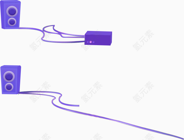 紫色卡通音响电线