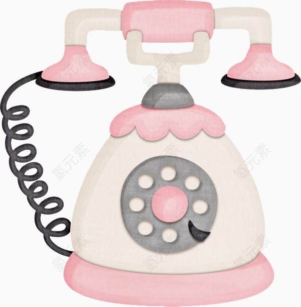 卡通粉色复古电话