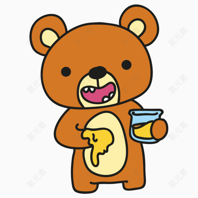 卡通小熊吃蜂蜜
