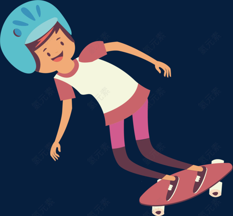 玩滑板卡通人物图标元素