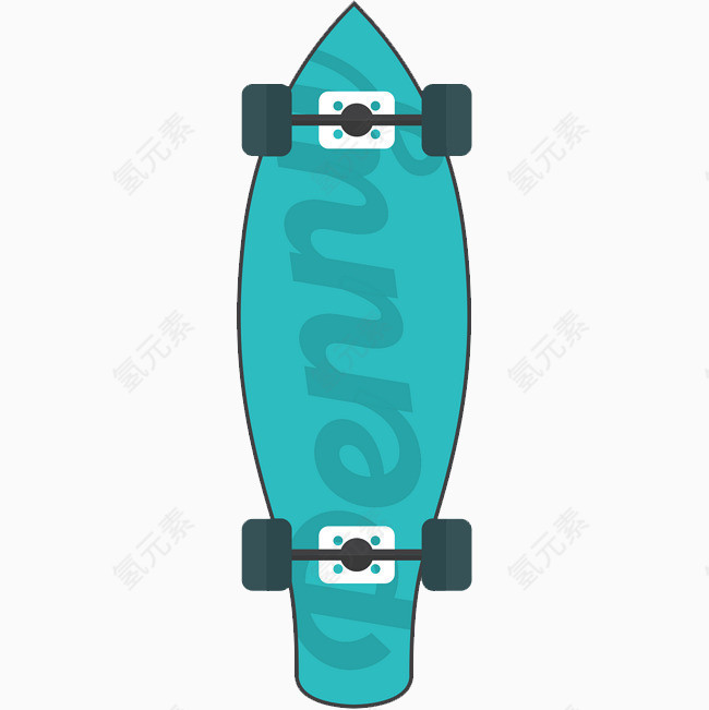 卡通手绘蓝色滑滑板