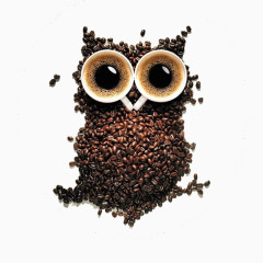 咖啡豆组成的猫头鹰
