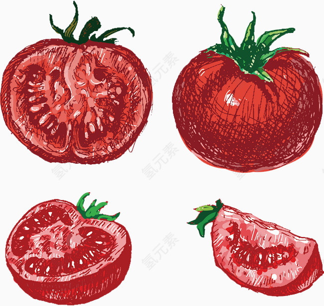 卡通手绘红色西红柿