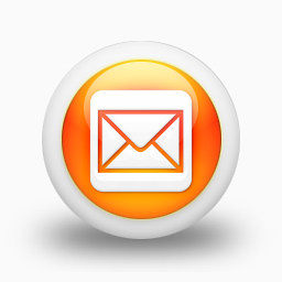 邮件广场信封消息电子邮件信有光泽的橙色球体的社交媒体