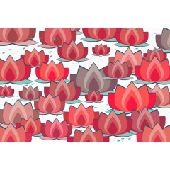 矢量红色荷花