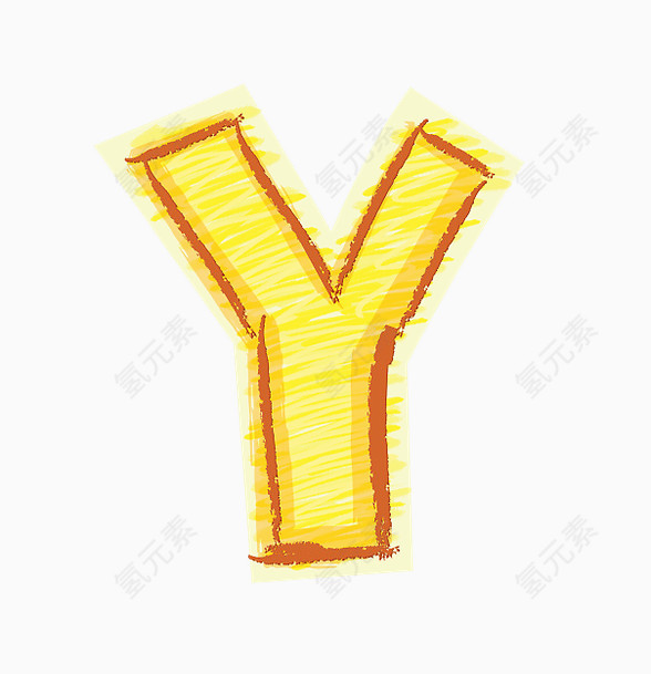 橙色手绘字母Y