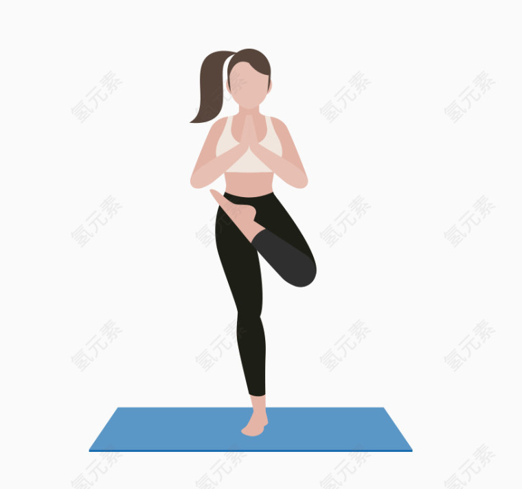 卡通扁平化女人瑜伽