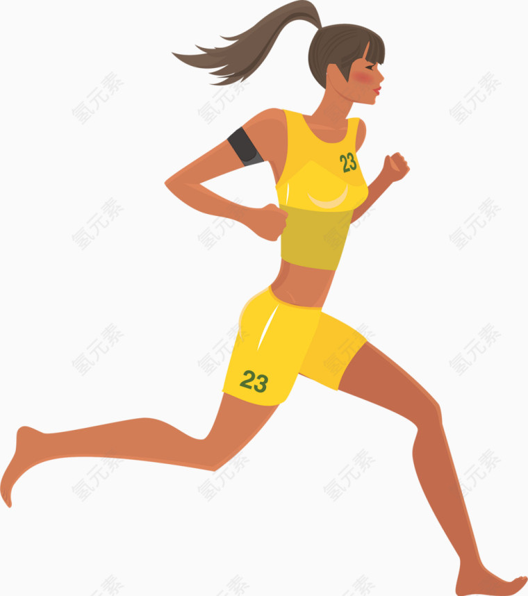 跑步的女孩卡通手绘装饰元素