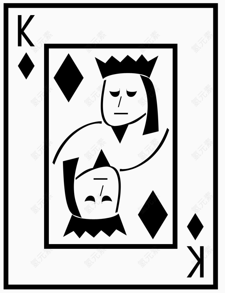 矢量图扑克方片K