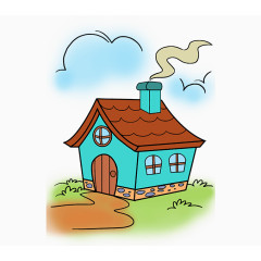 小木屋小房子卡通装饰背景