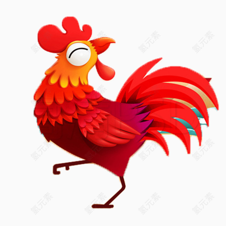 中国风手绘大公鸡鸡年装饰元素
