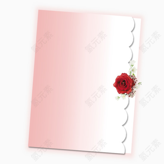 玫瑰花装饰粉色信封