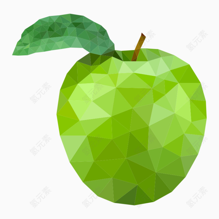 卡通水果多边形水果青苹果