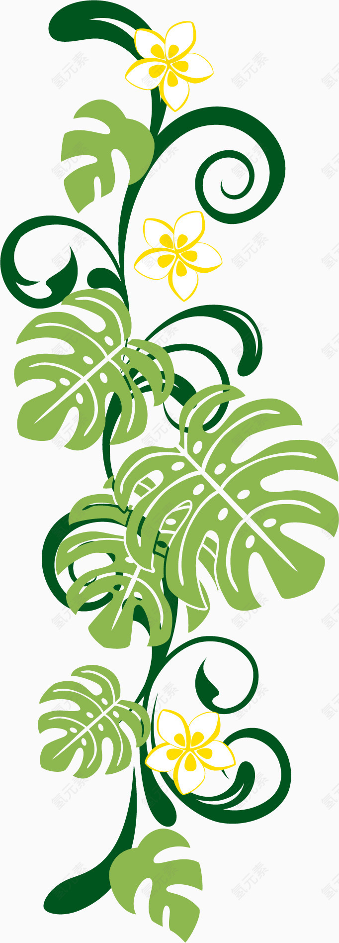 植物绿色手绘线条花朵