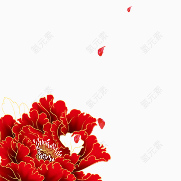 中国风红色牡丹花