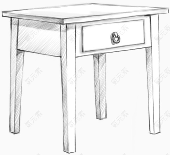 室内白色桌子黑白效果图方形桌子 