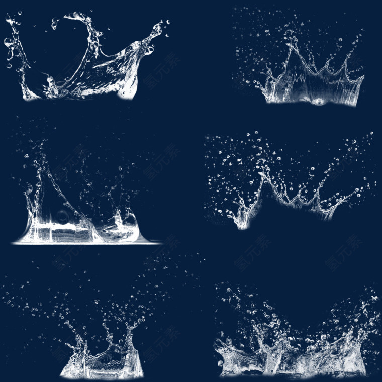 物品落入水中溅起的透明水花效果合集
